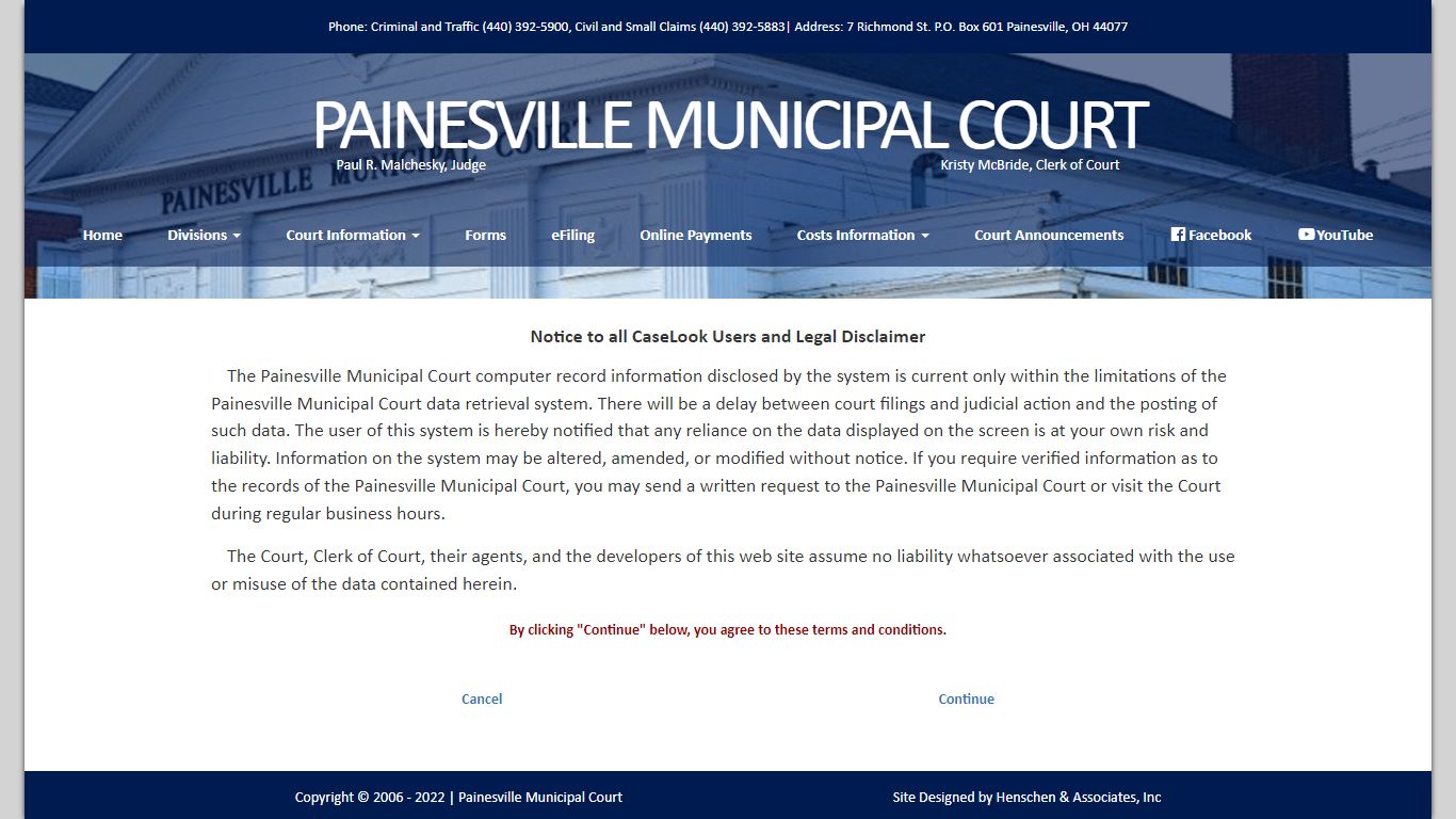 Painesville Municipal Court - Record Search